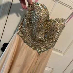 Blush Prom Strapless Dress with Beading